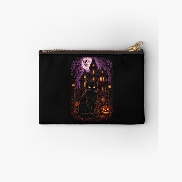 Item preview, Black Cat Haunted House Halloween Pixel Art Spooky Scene designed and sold by GiaoCalonas.
