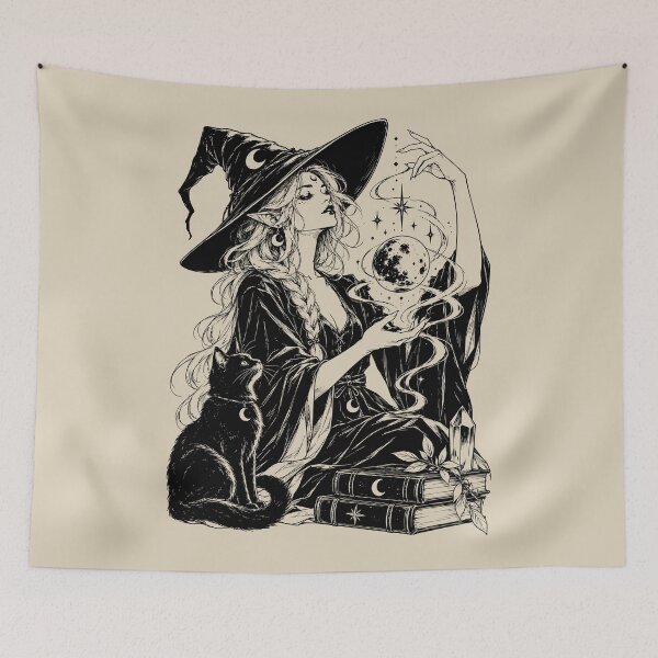 Item preview, Moonlit Witch and Her Cat designed and sold by bapupa.