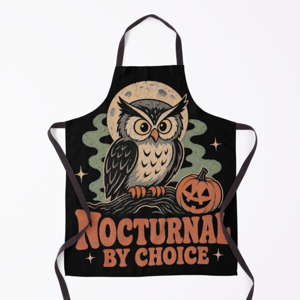 Item preview, Nocturnal By Choice – Retro Halloween Owl & Pumpkin Graphic designed and sold by Per My Last Nerve Studio.