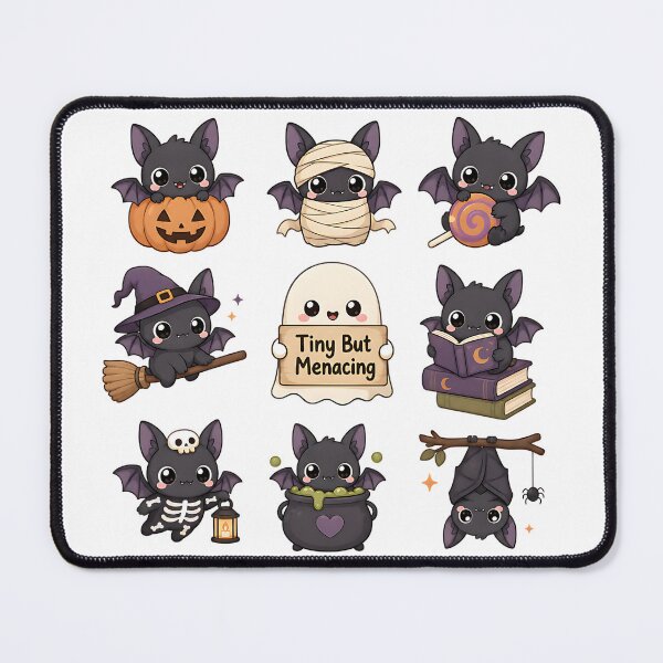 Item preview, Tiny But Menacing – Cute Kawaii Halloween Bat & Ghost Sticker Grid Graphic designed and sold by Per My Last Nerve Studio.