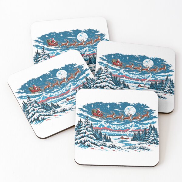 Item preview, Retro Christmas Vintage Snow Scene Santa And Reindeer designed and sold by OMITTEROMINOUS.