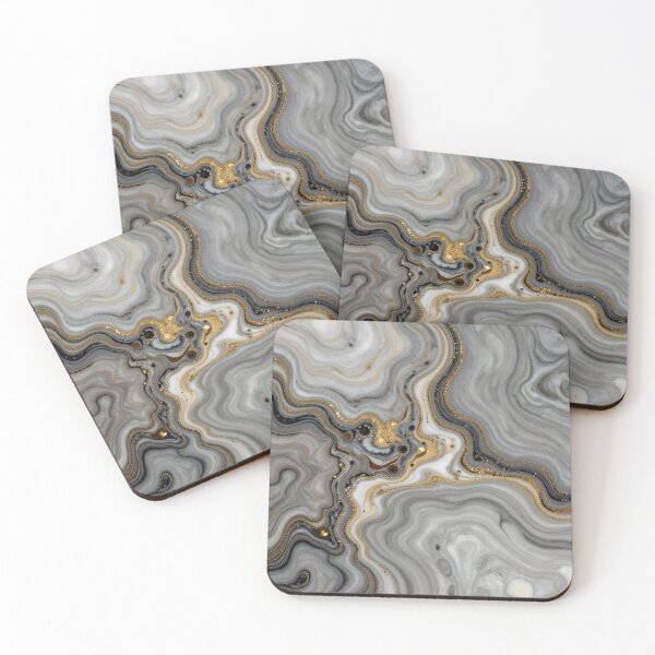 Item preview, Grey Marble with Gold Veins Fluid Art Texture designed and sold by ART BOND.