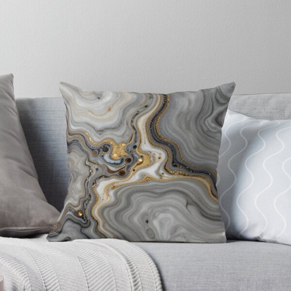 Item preview, Grey Marble with Gold Veins Fluid Art Texture designed and sold by ART BOND.
