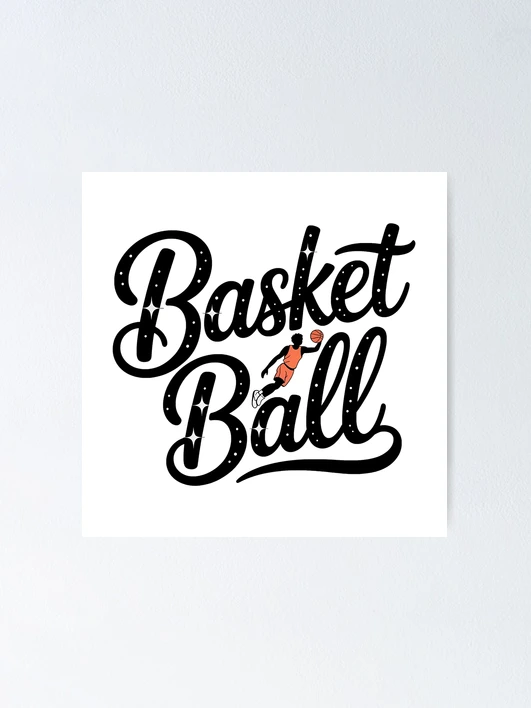 Thumbnail 1 of 3, Poster, Basketball Script Lettering Retro Player Dunk designed and sold by LoFizzy.