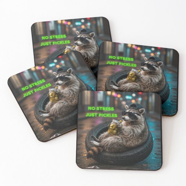 Item preview, No Stress Just Pickles Raccoon Eating Pickles designed and sold by AleksandraJac05.