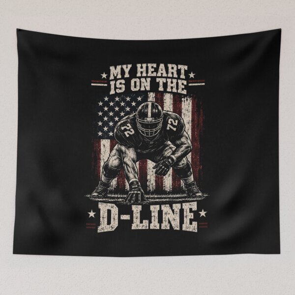 Item preview, My Heart Is On The D-Line Offensive Football lineman Us Flag designed and sold by Robinmaria12.
