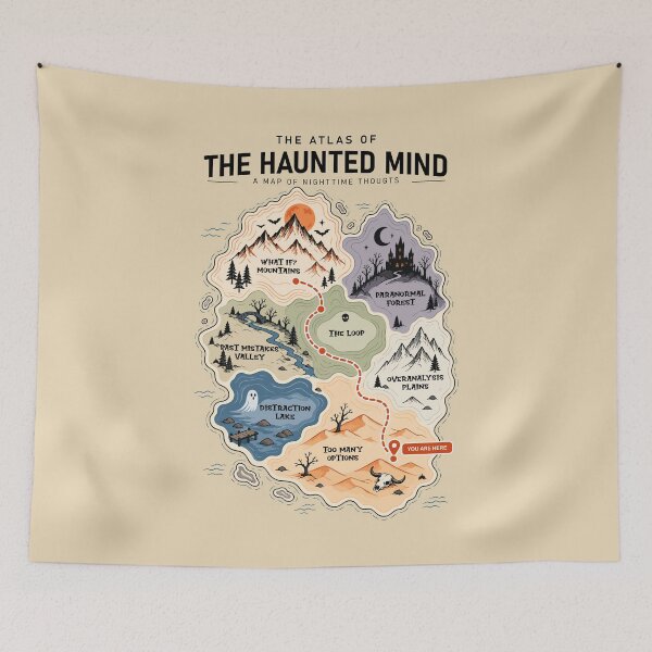 Item preview, The Atlas of the Haunted Mind – Spooky Fantasy Map for Overthinkers designed and sold by alijun.