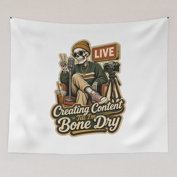 Item preview, Creating Content Till Im Bone Dry Skeleton - Funny Content Creator Podcast Shirt designed and sold by gushtera.