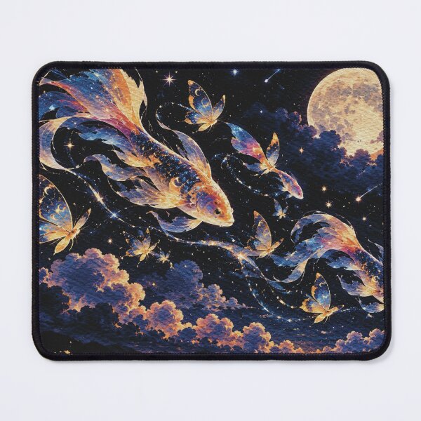 Item preview, Celestial Koi Fish and Butterflies Under the Moonlight Fantasy Art designed and sold by nicetory.