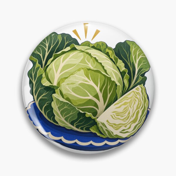 Item preview, Cabbage on a Cobalt Plate - Botanical Kitchen Art designed and sold by ArTo-Wear.