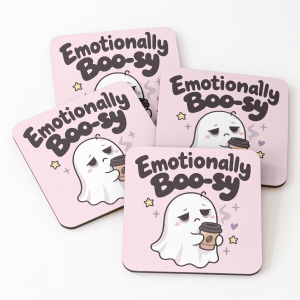 Item preview, Emotionally Boo-sy tired ghost with coffee designed and sold by BrownHorse90s.