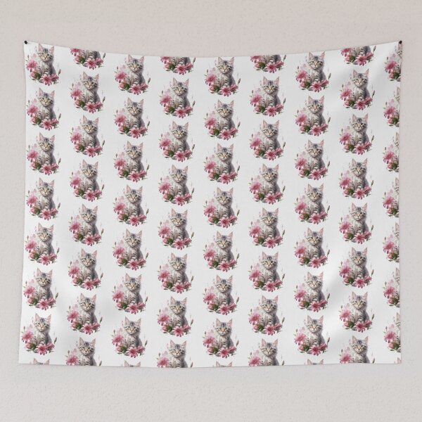 Item preview, Pink Lily Cat | Elegant Floral Aesthetic Art designed and sold by Mandayartstudio.