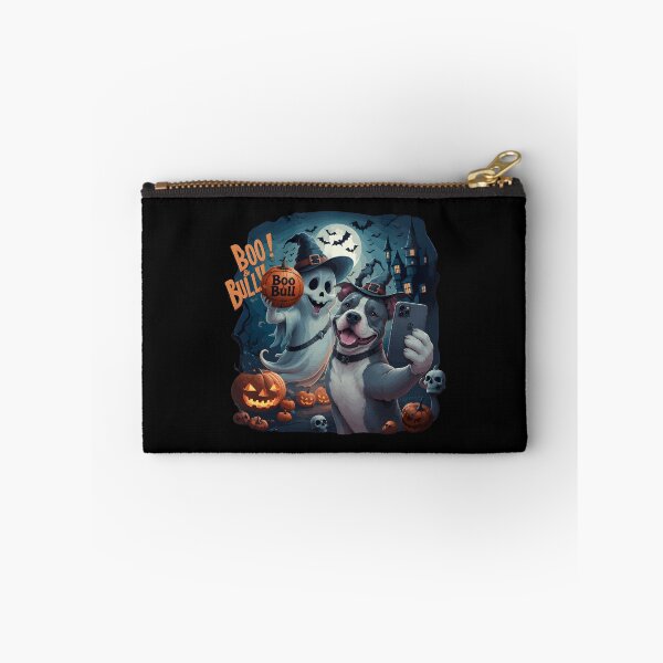 Item preview, Halloween Scary Boo & Bull Dog Ghost and Pitbull selfie designed and sold by PaletteArc.