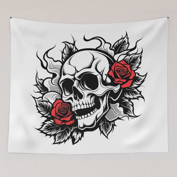 Item preview, Gothic Skull with Red Roses – Gothic Skull Halloween designed and sold by Art-Arcade6.
