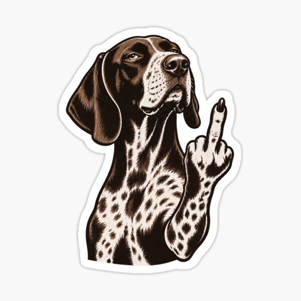 Item preview, Rude German Shorthaired Pointer with Middle Finger Funny Dog Design designed and sold by SpiritChuu.