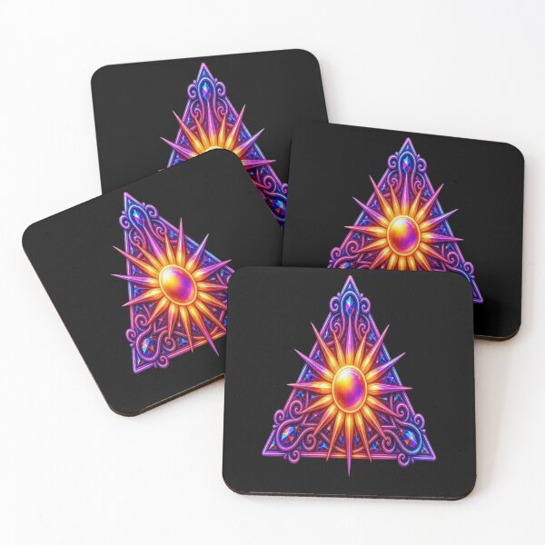 Item preview, Neon Cyber Baroque Triangle - Psychedelic Prismatic Cosmic Sun Art designed and sold by Breezes-of-Ida.
