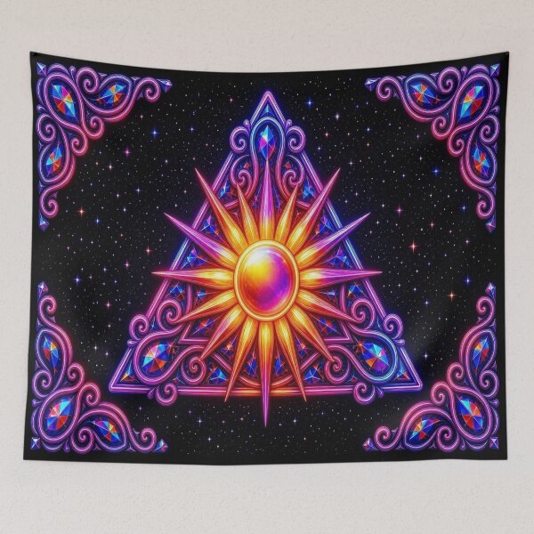 Item preview, Neon Cyber Baroque Triangle - Psychedelic Prismatic Cosmic Sun Art designed and sold by Breezes-of-Ida.