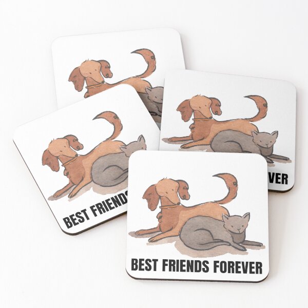 Item preview, Best Friends Forever Vintage Dog and Cat Cuddle Illustration designed and sold by walbayzon.