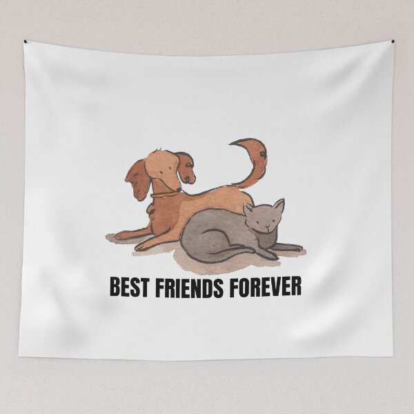 Item preview, Best Friends Forever Vintage Dog and Cat Cuddle Illustration designed and sold by walbayzon.