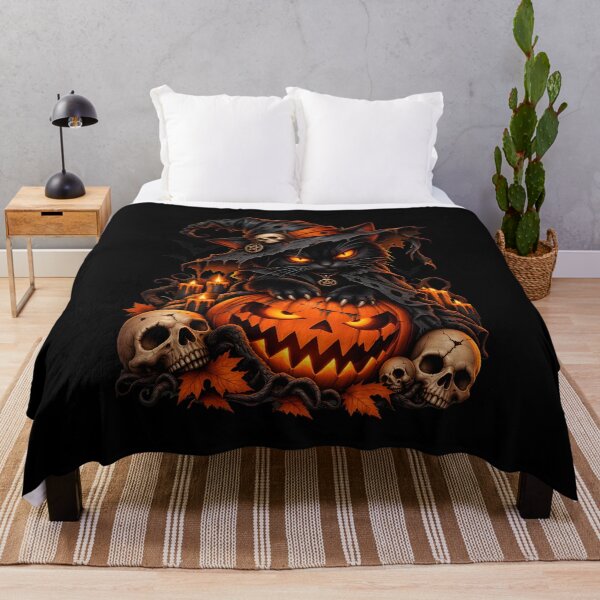 Item preview, Spooky Black Cat Witch Halloween Pumpkin Skull Art designed and sold by Dmo3HarkoArt.