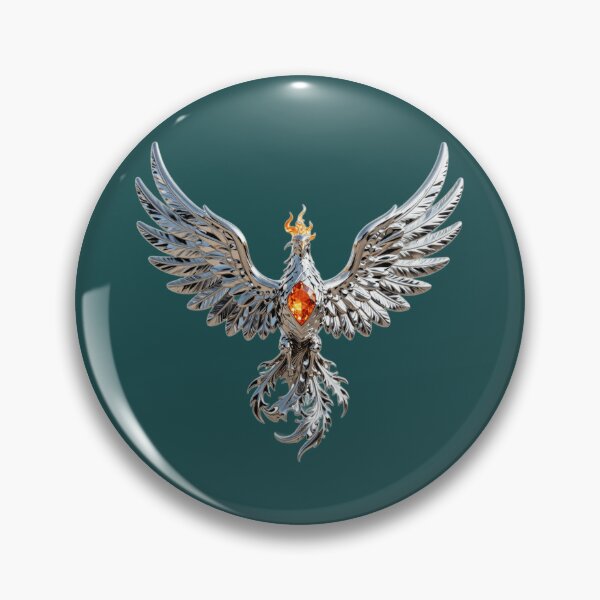Item preview, Chrome Phoenix with Amber Gemstone – Mythical Fire Bird designed and sold by chicworld2026.
