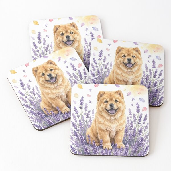 Item preview, Cute Chow Chow Puppy in Lavender Field Watercolor Art designed and sold by PetalsPaws.