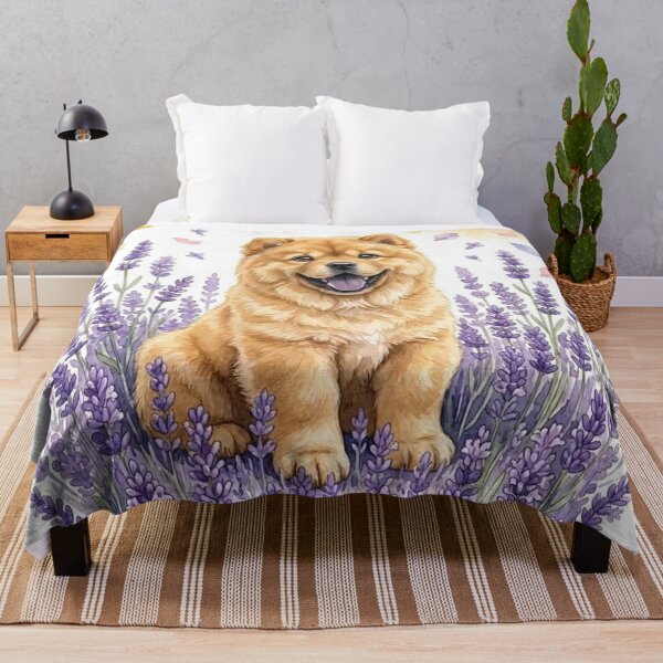 Item preview, Cute Chow Chow Puppy in Lavender Field Watercolor Art designed and sold by PetalsPaws.