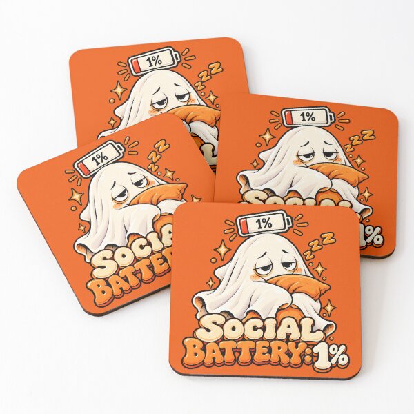Item preview, Social Battery 1% Tired Ghost Introvert designed and sold by Furflix.