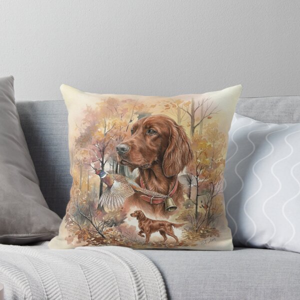 Item preview, Autumn Irish Setter and Pheasant Hunting Art designed and sold by TammyHunterArt.