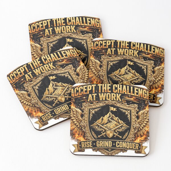 Item preview, Accept The Challenge At Work - Rise Grind Conquer - Mountain Badge designed and sold by prithvi chand.