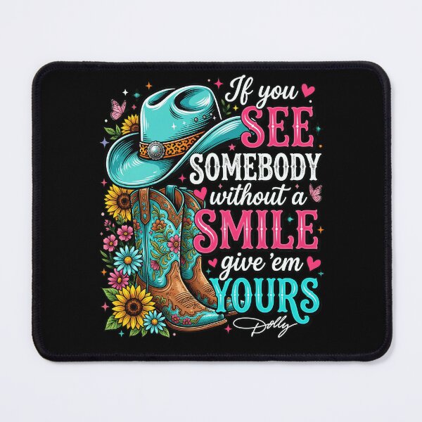 Item preview, If You See Somebody Without A Smile Give 'Em Yours : Cowboy Western Boots Smile Floral Art Inspirational Quote designed and sold by NewaveBoutique.