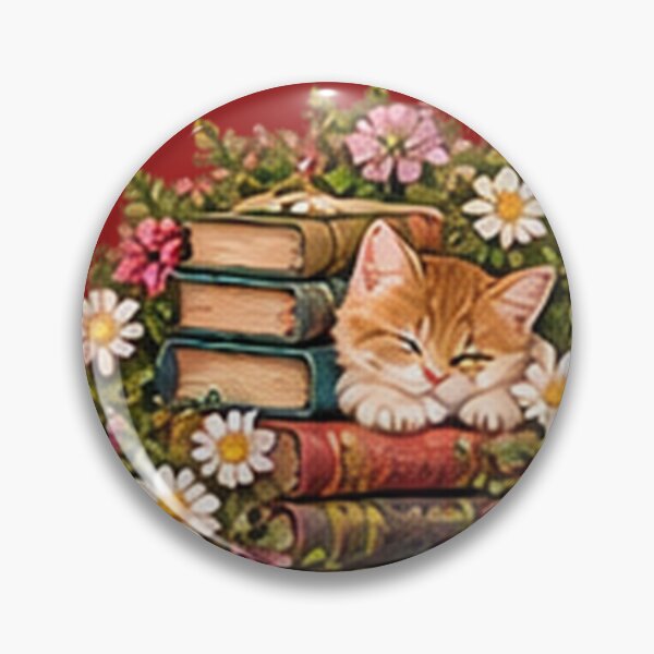 Item preview, Springtime Bookworm Kitten | Cozy Cottagecore Floral Cat designed and sold by ChaseTees.