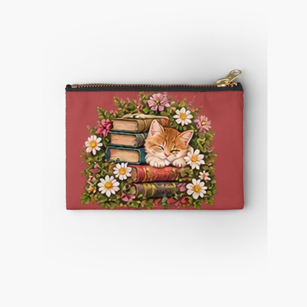 Item preview, Springtime Bookworm Kitten | Cozy Cottagecore Floral Cat designed and sold by ChaseTees.