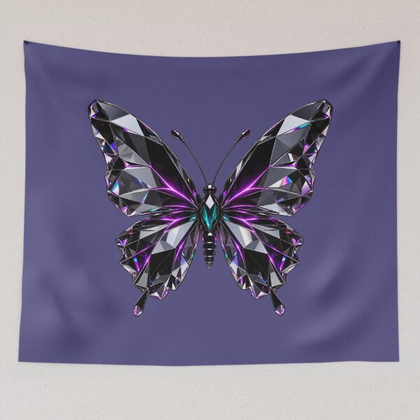 Item preview,  Dark Crystal Butterfly with Purple Glow – Gothic Geometric Art designed and sold by chicworld2026.