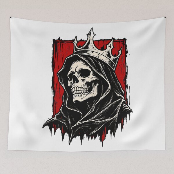 Item preview, Crowned Grim Reaper Woodcut Sticker - Dark Gothic Reaper T-Shirt designed and sold by VYBEHAUS.