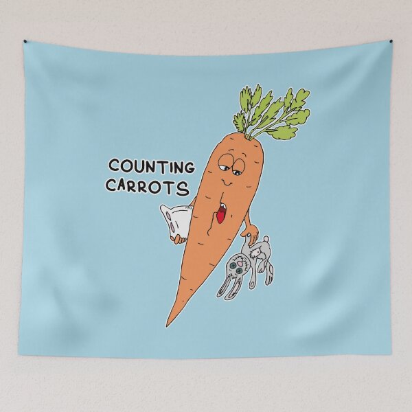 Item preview, Counting Carrots | Funny Sleep Carrot Visual Pun Sticker designed and sold by MyxaART.