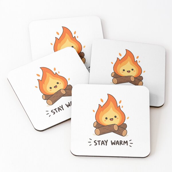 Item preview, Cute Kawaii Smiling Campfire – Stay Warm Camping Illustration designed and sold by LexaArtworks.