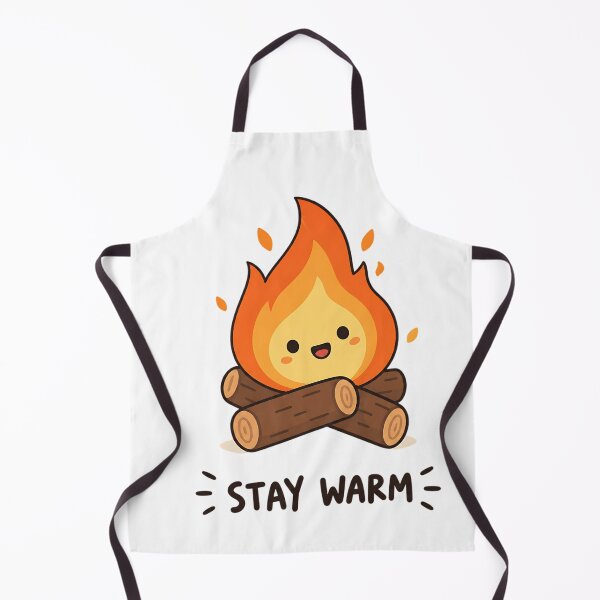 Item preview, Cute Kawaii Smiling Campfire – Stay Warm Camping Illustration designed and sold by LexaArtworks.