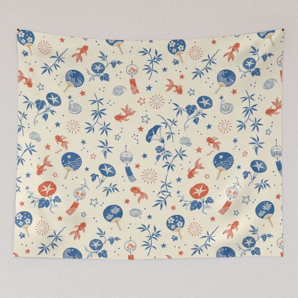 Item preview, Japanese Vintage Summer Pattern - Goldfish & Morning Glory designed and sold by vekotpu.