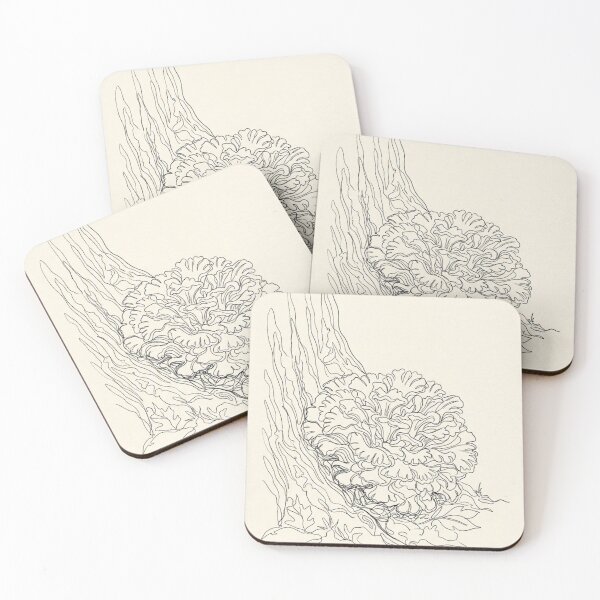 Item preview, Maitake Mushroom at Tree Base | Minimalist Cottagecore Line Art designed and sold by Zaramodo.