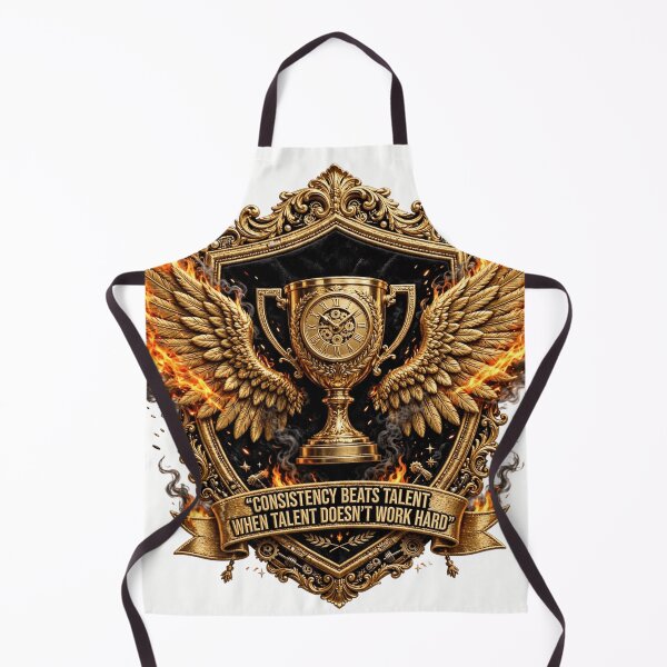 Item preview, Consistency Beats Talent When Talent Doesn't Work Hard - Golden Trophy Flaming Wings Badge designed and sold by prithvi chand.