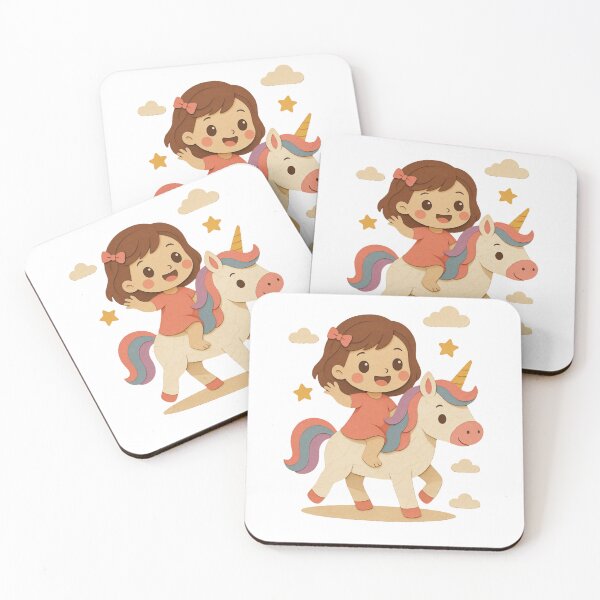 Item preview, Cute Little Girl Riding a Magical Unicorn Fantasy Art designed and sold by manexus.