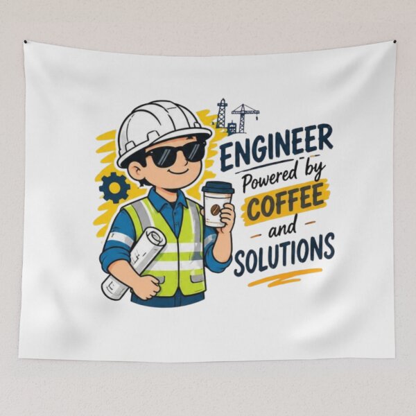 Item preview, Engineer Powered by Coffee – Funny Construction Engineer Design designed and sold by HSE1.