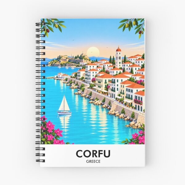 Item preview, Corfu Retro Travel Print designed and sold by HomeLivingCo.
