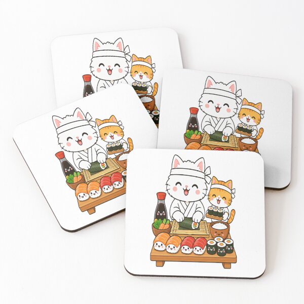 Item preview, Kawaii Sushi Chef Cat With Rolls designed and sold by DariaDoodleArt.