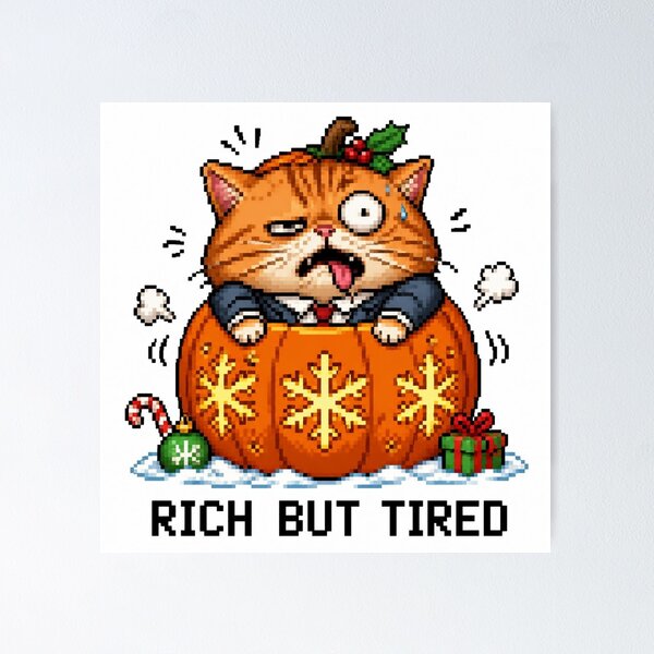 Item preview, Funny Pixel Art Crypto Cat & Office Burnout Memes designed and sold by blairvina9028.