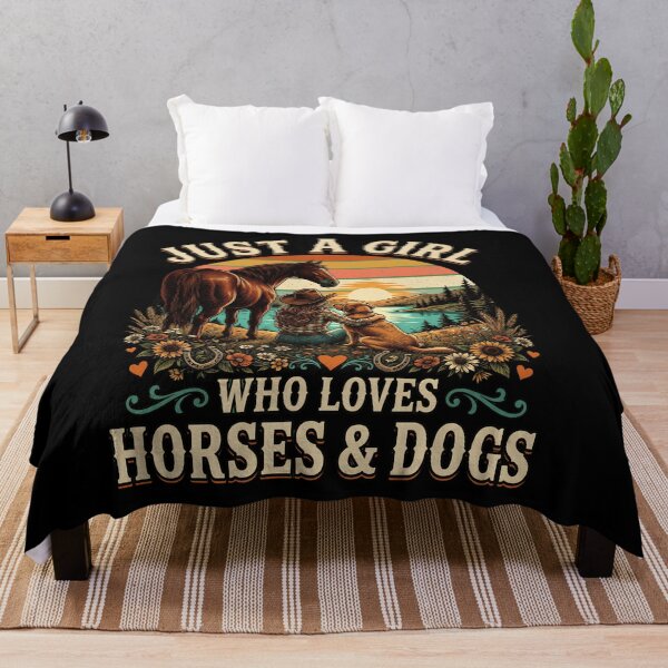Item preview, Just A Girl Who Loves Horses and Dogs: Horse Lover Cowgirl Western Animal Lover Rustic Country Horse Girl Dog Lover designed and sold by NewaveBoutique.
