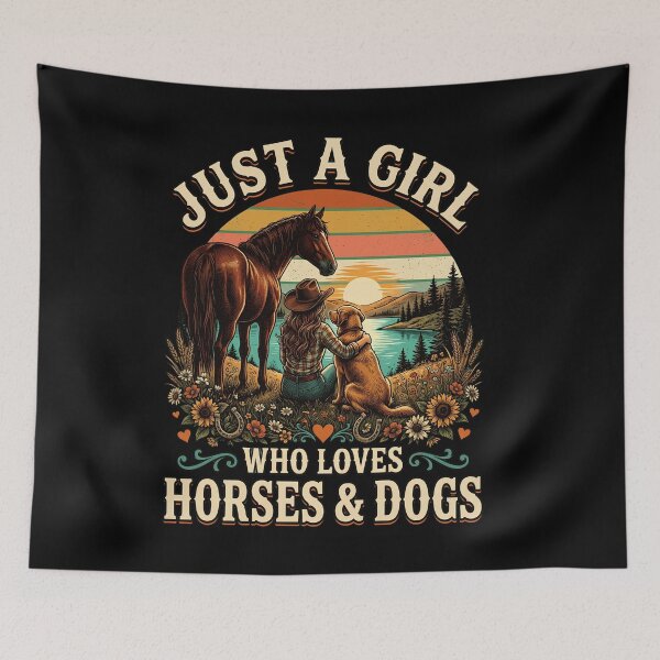 Item preview, Just A Girl Who Loves Horses and Dogs: Horse Lover Cowgirl Western Animal Lover Rustic Country Horse Girl Dog Lover designed and sold by NewaveBoutique.