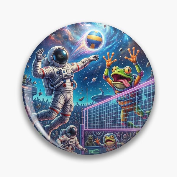 Item preview, Cosmic Volleyball Astronaut vs Alien Frog Game Pop Surrealism designed and sold by Rain-Road.