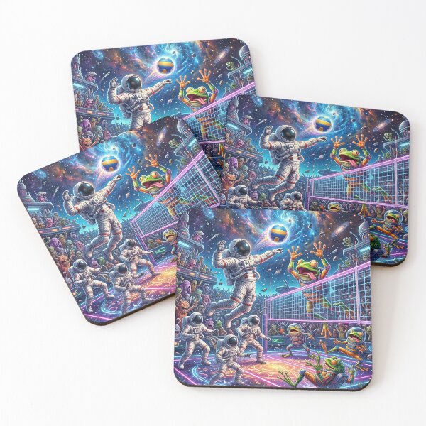 Item preview, Cosmic Volleyball Astronaut vs Alien Frog Game Pop Surrealism designed and sold by Rain-Road.